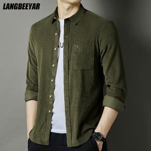Top Quality 100% Cotton New Fashion Brand Streetwear Button Up Regular Fit Cargo Shirt Men Long Sleeve Casual Clothes Men