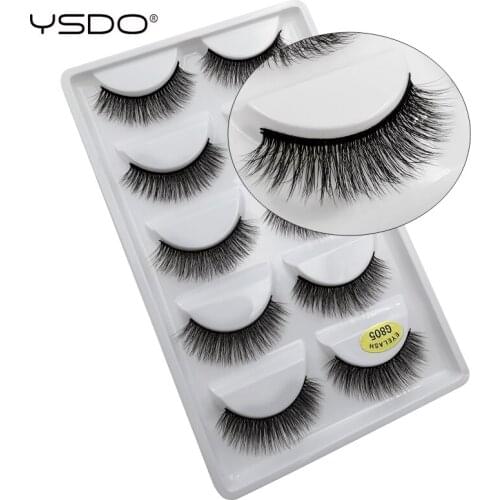 YSDO 5 pairs eyelashes natural long mink eyelashes 3d mink hair lashes soft fake lashes cilios mink false eyelashes 3d lashes