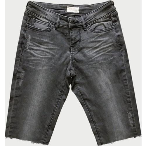 Womens Skinny Cycling Denim Shorts summer Gray High Waist Slim Shorts Womens Thin Five-Point Shorts Jeans