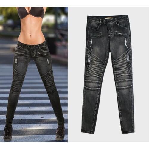 Ripped Jeans Women High Street Low Street Zipper Denim Trousers Low Waist Pencil Pants Jean Femme 2021 Summer Clothing Traf Y2k