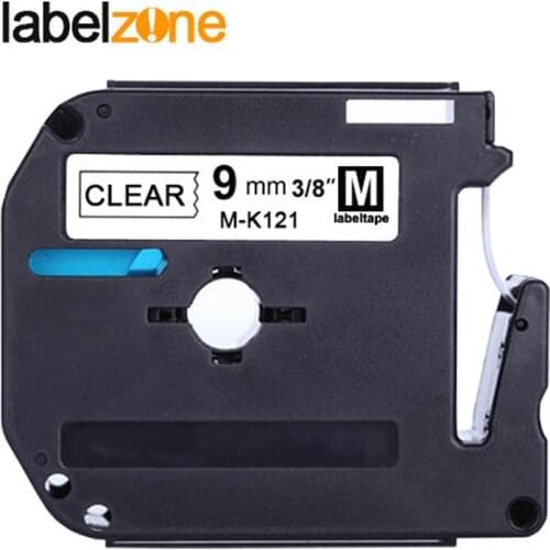 1PC 9mm*8m mk-121 Black on clear Label Tapes Compatible for Brother p-touch Label Printer ribbon M-K121 MK-121 mk121 MK121