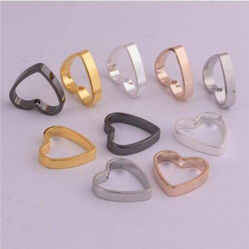 13mm single hole peach heart copper ring can wear bead frame minimalist love pendant earring pendant