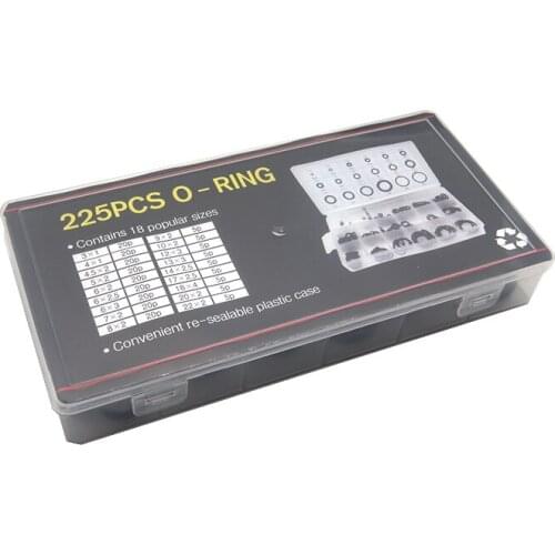 225Pcs Rubber O Ring Washer Seals Watertightness Assortment Different Size with PlacticBox Kit Set