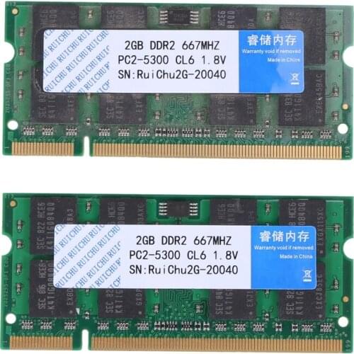 2x 2GB DDR2 PC2-5300 SODIMM RAM Memory 667MHz 200-pin Notebook Laptop