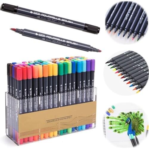 80Colors Premium Painting Soft Brush Pen Watercolor Art Markers Pen Effect Best For Coloring Books Manga Comic Calligraphy