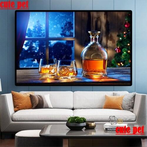 Diamond Painting Ice Cold Wine Beer Plaque Whiskey Square round Diamond Mosaic Full Diamond Embroidery Cross Stitch Decor puzzle