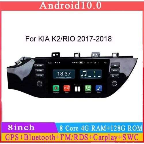One din Android 10 car gps navigation player for kia K2 RIO 2017 2018 RUSSIA audio stereo octa core 4G RAM 64G ROM WIFI