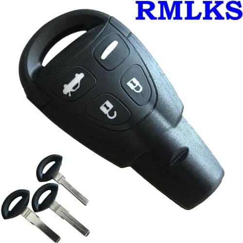 Remote Car Key Case Shell For Saab 9-3 93 2003-2007 4 Button Uncut Blade Smart Card Blank Replacement Keyless Fob Cover