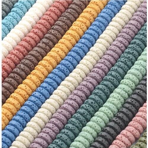 Color Volcanic Lava Stone Spacer Beads Loose Beads Charms Rock Beads DIY for Jewelry Earrings Making Separated Beads 3x8/4x10mm