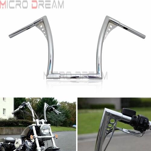 For Harley Sportster Dyna Street Bob FXR FLST Old Shool Handlebar APE Hanger Chrome 16" Rise 6.5" Backward 34-1/2" Wide Drag Bar