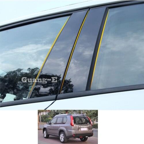 For Nissan X-Trail XTrail 2008 2009-2012 Car PC Material Pillar Post Cover Door Trim Window Piano Black Molding Sticker Plate