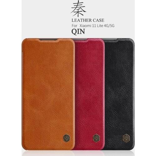 For Xiaomi Mi 11 Lite 5G Case Luxury Vintage PU Leather Flip Cover with Card Slot Case For Mi 11 Lite 4G Mi 11 Pro Nillkin Qin