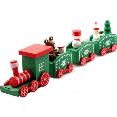 DROPSHIPPING Christmas Wooden Train Toys for Children Painted Christmas Decoration Home Santa/bear Xmas Gift Toys for Kid