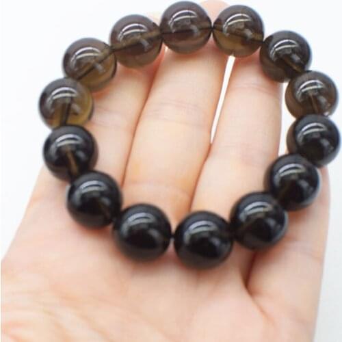 Smoky quartz round 8/10/12/14/16/18mm bracelet 7.5inch FPPJ wholesale beads nature gift