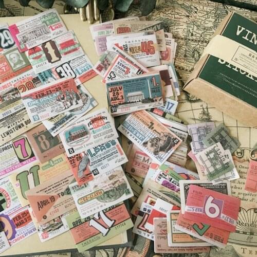 128 Pcs Tim Holtz Style Label Junk Journal Ephemera Vintage Sticker Retro Receipt Album Aesthetic Sticker Scrapbooking Material