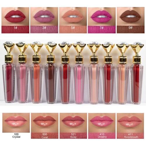 Custom Private Label Crown Matte Liquid Lipstick DIY Makeup Lipgloss High Pigment Long Lasting DIY Tubes Wholesale