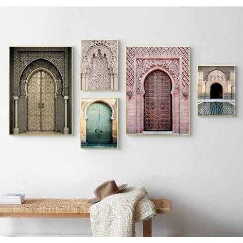 Printed Living Room Canvas Painting Home Decor Nordic Morocco Door Vintage Posters World Famous Architecture Art Pictures