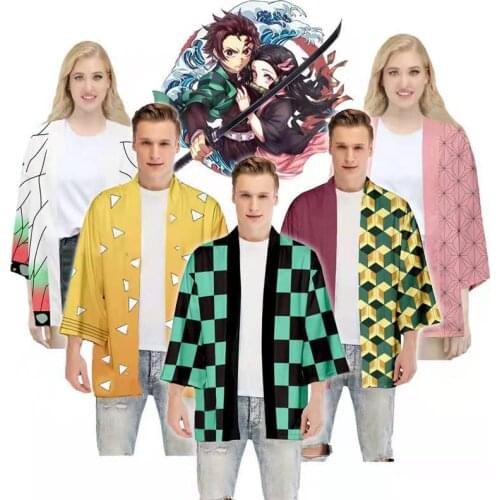 Japanese anime kimono ladies/men summer casual cool streetwear demon killer Kimetsu no Yaiba 3D printing Haori Yukata Cosplay