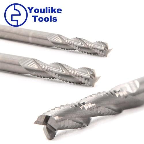 1/4" Shank 3 Flute Solid Carbide Upcut Spiral Rougher End Mill CNC Router Bit woodworking tools Wood cutters Milling cutter
