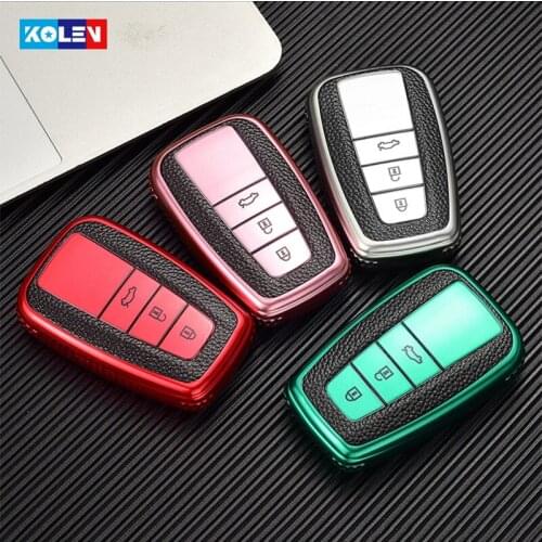 Leather + TPU Car Remote Key Full Cover Case Fob For Toyota Prius Camry Corolla CHR C-HR CHR RAV4 Land Cruiser Prado Accessories