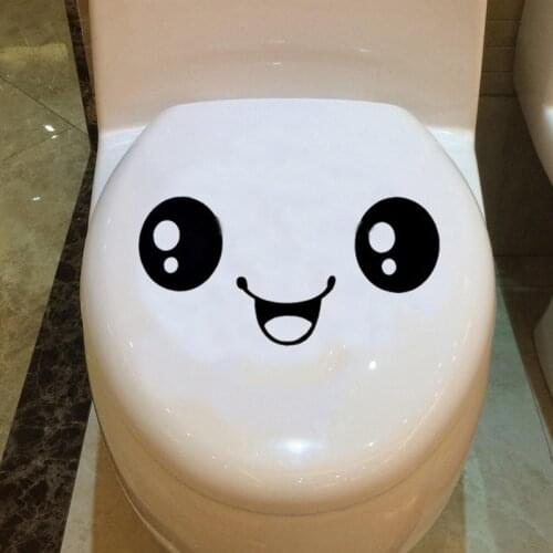 Cute Smiley Face toilet stickers for Bathroom cupboard decoration Painting happy home decor Wall Sticker Mural Art Decals