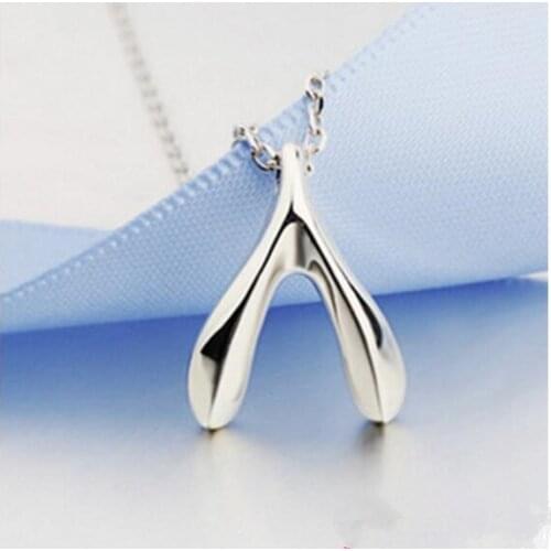 Fashion Simple Wish bone Achieve The Aspirations Personality alloy Make a wish necklace Couple Necklace Chain Clavicle Jewelry