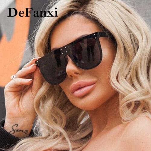 Women Men Trendy Mirror Sunglasses Brand Designer Big Frame One Piece Flat Top Square Sun Glasses UV400 Outdoor Travel Goggles