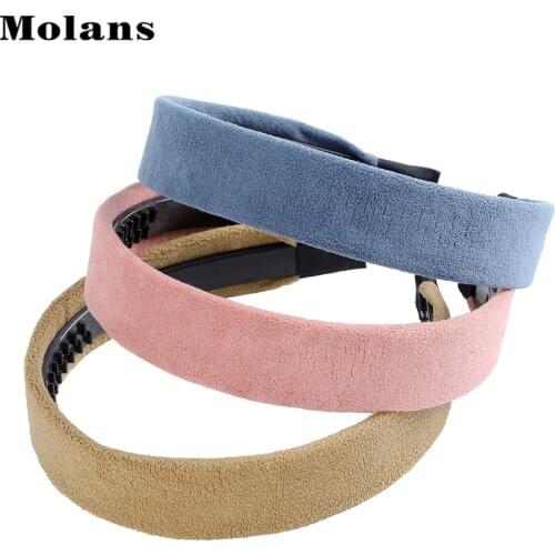 MOLANS Suede Wide Headband Solid color Head Wrap Hair Accessories Simple Sweet Girls Hair Band Bezel Hair Hoop Headwear