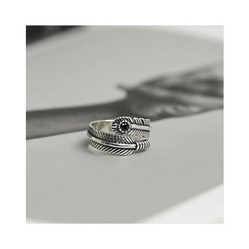 New Arrivals 925 Sterling Silver Ring for Women Adjustable Size Feather Ring Fashion sterling-silver-jewelry
