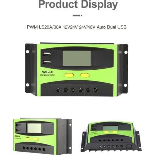 PWM 20A 40A 60A 48V LCD Solar PV Charge Controller Solar Panel Battery Charger Regulator for solar energy