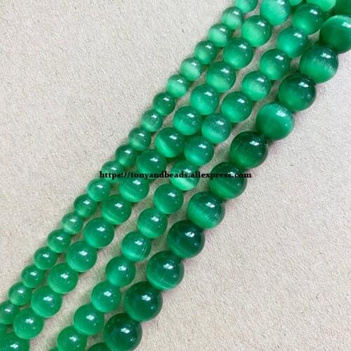 2lots more 10% off ! Natural Moon Stone Green Cat Eye 15" Round Loose Beads 4 6 8 10 12mm Pick Size For Jewelry Making DIY