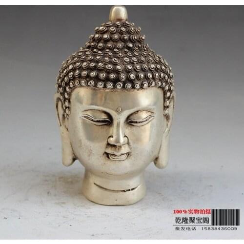 Tibet Silver Household adornment Tathagata Buddha the head of Buddha statue metal handicraft