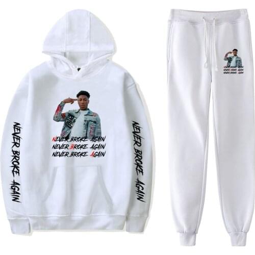 Hip Hop Sweatshirt YoungBoy Never Broke Again Hoodies Suit Men Women Casual Hooded Tracksuit Sweatpants 2Pcs Sets Jogging Suit