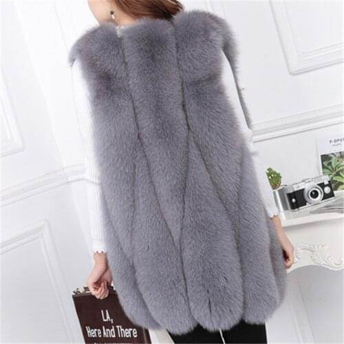 2020 new real natural fur fox vest ladies long section slim fashion simple vest