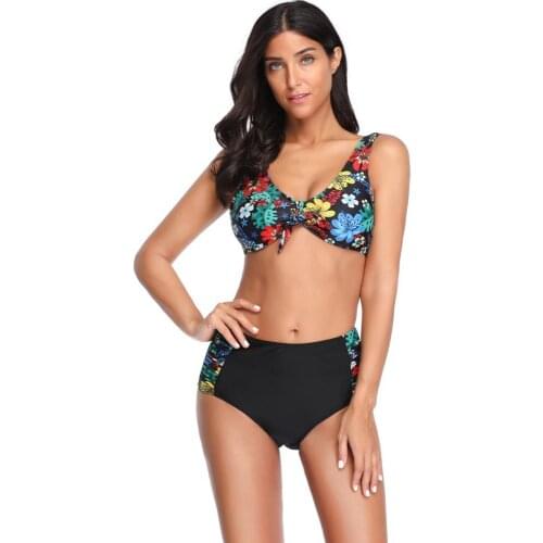 Women Bikini Set Sexy Floral Print Tankini with High Waist Shorts Padded Swimwear Bathing Suit Vintage Swimsuits S M L XL