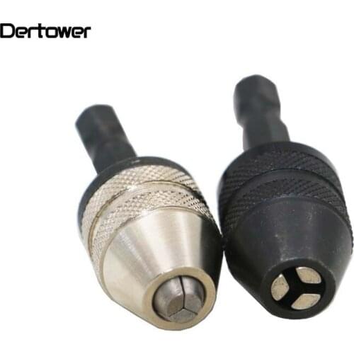 1pc Keyless Drill Chuck Screwdriver Impact Driver Adapter 1/4 '' Hex Shank Drill Bit Tool Sliver Black Color