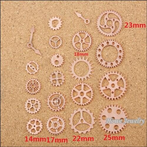 100 pcs Charms Rose Gold-color zinc alloy Steam punk Gear Pendant Fit Bracelets Necklace DIY Metal Jewelry Making 20053