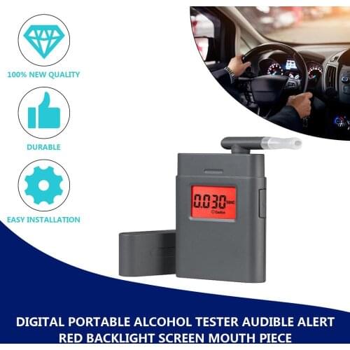 2020 Digital Portable Alcohol Tester Small Square Shape Audible Alert Red Backlight Screen Mouth Piece Quick Response And Resume