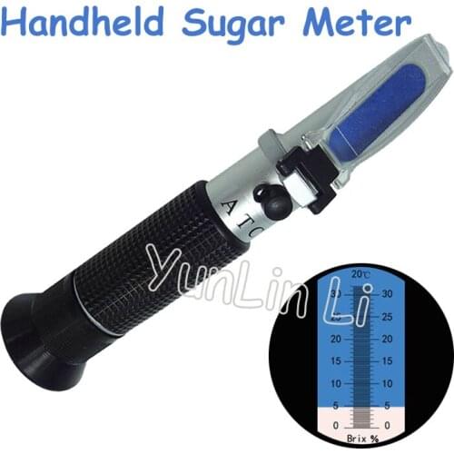 30pcs/lot Handheld Refractometer Sugar Beer Brix Meter Test Optical 0-32% Brix Refractometer Meter RHB-32ATC