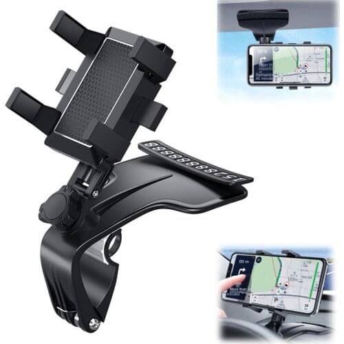 Car Multifunctional Mobile Phone Bracket 1200 Degree Sun Visor Mirror Dashboard Mount GPS Stand Phone Holder With Parking Card