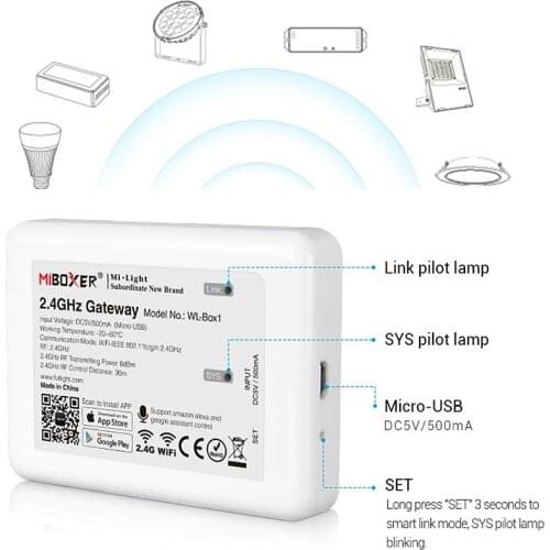 Miboxer Wireless Wifi WL-Box1 Controller Compatible IOS/Andriod System Wireless APP Control For Mi Light CW WW RGB Bulb Lights