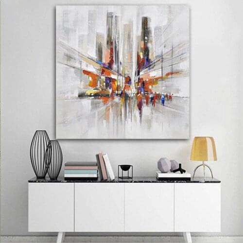 Large original abstract oil painting Contemporary Hand-painted Large wall Art decor city Oil painting Modern city canvas picture