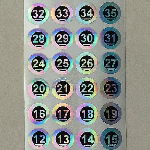 Digital 1-40 Gel Nail Polish Waterproof Self Adhesive Laser Sticker Round Number Paper Label Gel Polish Color Marks