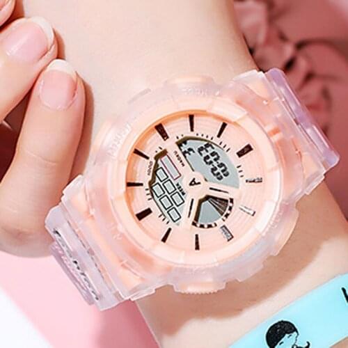 Childrens Watches Candy Color Transparent Sports Luminous 928LED Electronic Kids Watches
