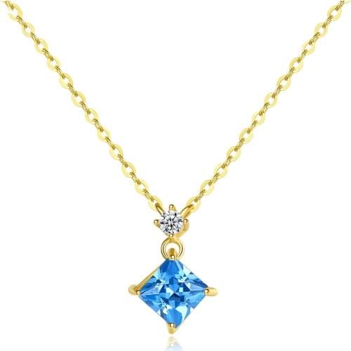 Womens 14K Gold Inlaid Sapphire Elegant Atmosphere Necklace