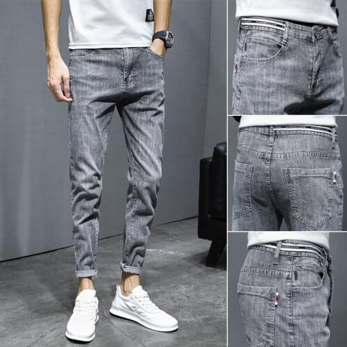Spring denim jeans mens Korean trend new mens small feet casual fashion brand nine-cent teenager pencil pants