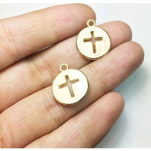 Eruifa 20pcs 15mm Nice Cross Coin Zinc Alloy necklace,earring bracelet jewelry DIY handmade Gold and silver