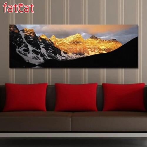 FATCAT Golden mountain landscape large 5D Diy Daimond Painting Full Square Round Drill Rhinestone Embroidery Sale decor AE2724