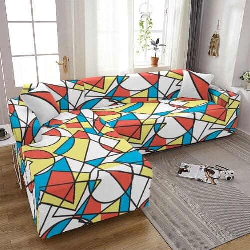 Geometric Triangle Sofa Covers for Living Room Elastic Stretch Slipcover L Square Sectional Corner Sofa Covers 1/2/3/4-seater