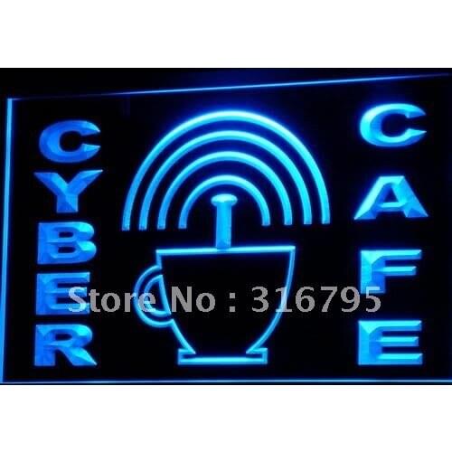 I332 Cyber Cafe Internet access Wi-Fi LED Neon Light Light Signs On/Off Swtich 20+ Colors 5 Sizes